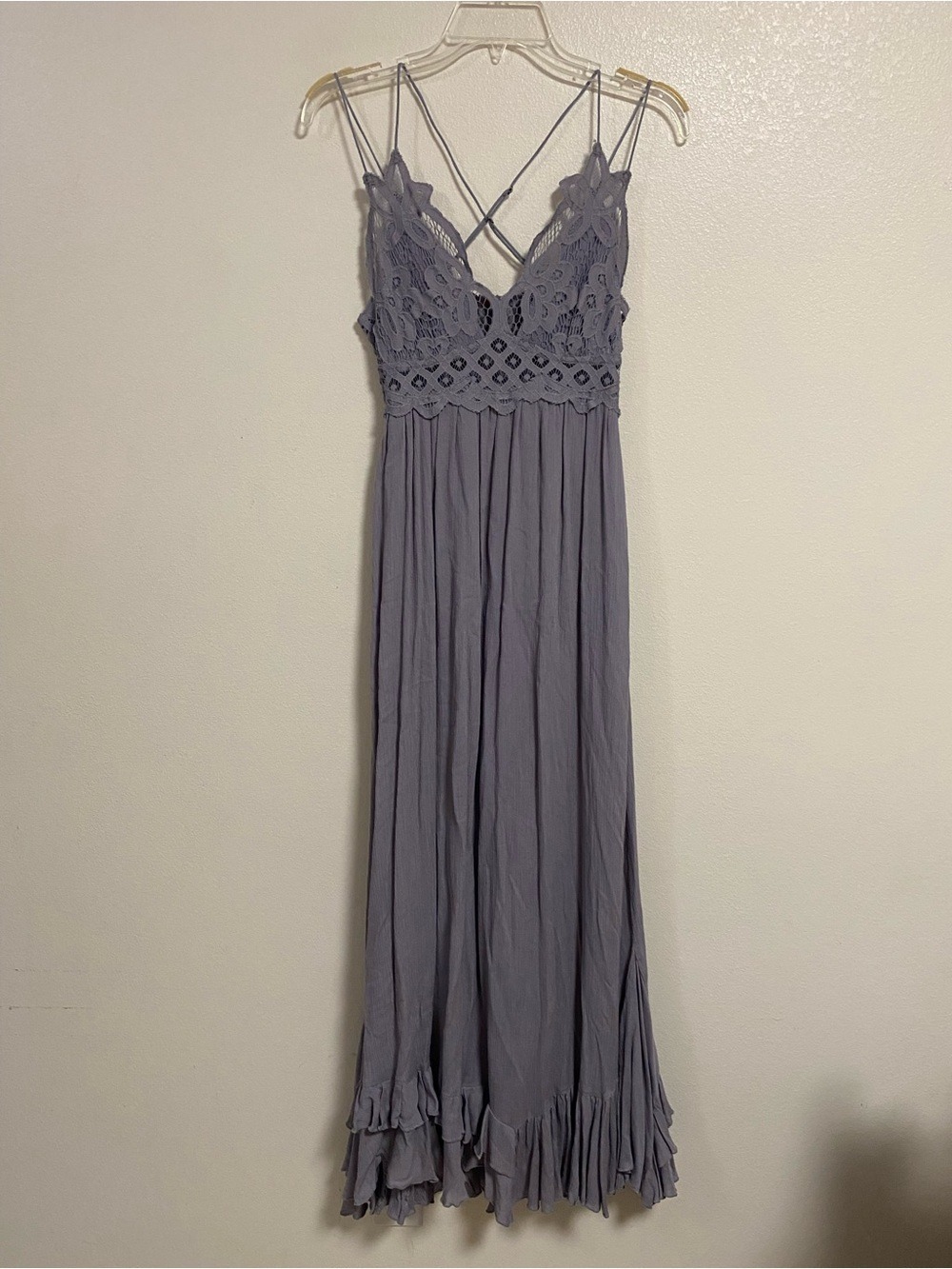 Free People One Dress Women Size XS Purple Slate Adella Maxi Slip Dress Boho